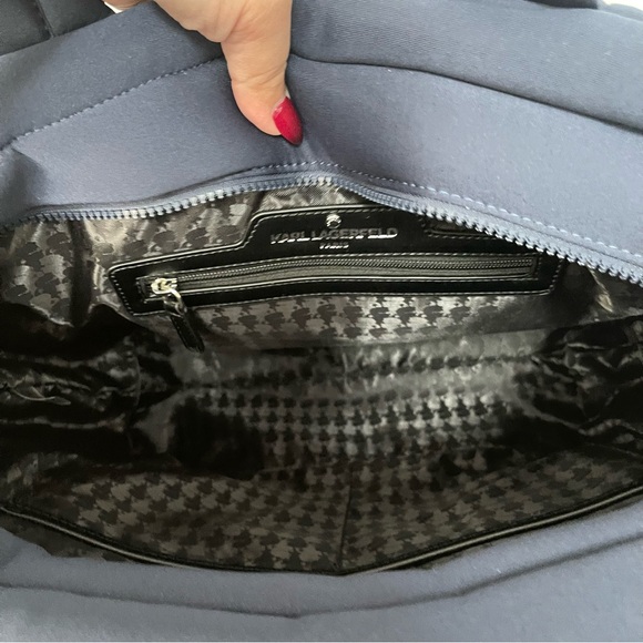 KARL LAGERFELD Quilted XL Tote Bag Purse NAVY BLUE Lovely ❤️ New With Tags. - Picture 4 of 8